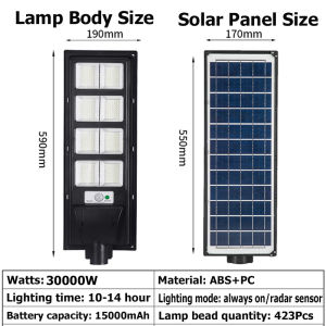 Slamp Solar Light Outdoor Lighting 30000W Waterproof Street Light Heavy Duty 432LED Steady Light + Radar Sensor Garden Lights Light Control Sensor Spotlight with Remote Control for Streets Balconies Courtyards