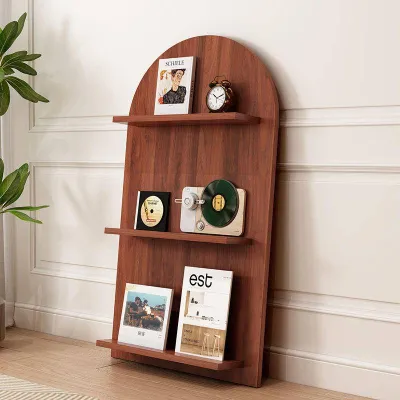 17vm [Ready Stock] Retro Arched Floor Standing Shelf Internet Celebrity Wall Leaning Bookshelf Multi-Layer Magazine Rack Nordic Newspaper Display Bookshelf F2H6C
