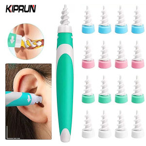 KIPRUN 16 Pcs Silicone Ear Spoon Tool Set Ear Wax Removal Tool Soft Spiral For Ears Cares Health Tools Ear Cleaner Ear Scoop Set