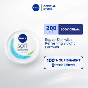 NIVEA Body Refreshingly Soft Moisturizing Cream 200 ml / Skin Care / Moisturizer / Hand Cream / Heel Balm / Elbow Balm (Losen Badan)