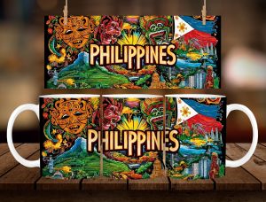 * 1 PC MUG WITH BOX * PHILIPPINES MUG DESIGN 11oz with BOX SOUVINER 1PC MUG ONLY
