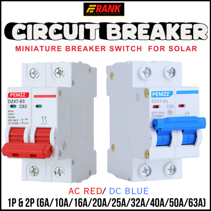 AC & DC Circuit Breaker for Solar AC Red DC Blue Electrical Parts Mini ...