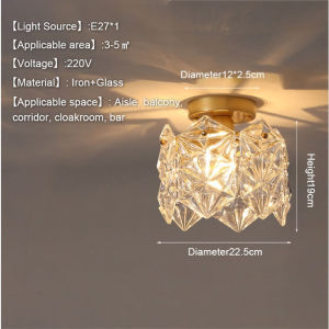 Modern Nordic Hallway Light Sleek Crystal Ceiling Fixture For Entrance