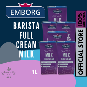 Emborg Full Cream Milk Chefs Selection 1L X6 - Rich Creamy UHT Milk for Cooking & Baking