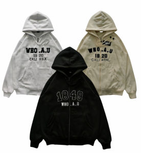Bayar di Tempat Jaket Zipper Hoodie WHO.A.U CALI U.S.A 1920 Logo Bordir full Label&Tag || Sweater Jeket Hitam Pria Wanita full 003 || Premium Quality Ukuran L XL Koreaan Style | Bisa Cod