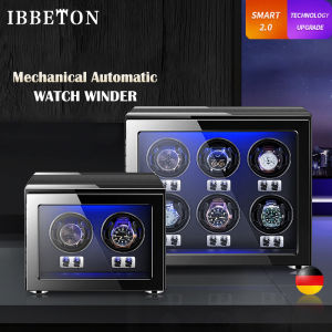 IBBETON Automatic Watch Winder Luxury  1 2 3 4 6 9 Slot Mechanical Watch Safe Box Adjustable TOP Modes Wood Watches Storage Box