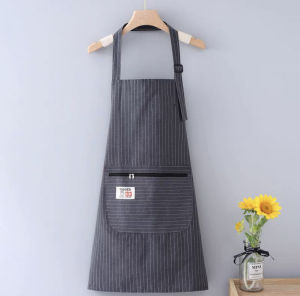 【พร้อมสต็อก|ส่งจากกทม】ผ้ากันเปื้อนครัวกันน้ำและกันน้ำมัน ขนาดเดียวผ้ากันเปื้อนทำอาหาร กระเป๋ามีซิป ผ้าบางระบายอากาศได้ดี
