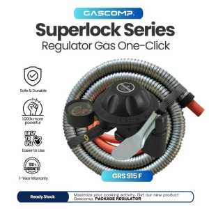 GASCOMP Paket Regulator Superlock 01 Klik (GRS-915) - Regulator Kompor Gas Superlock Regulator Gas Anti Bocor Otomatis