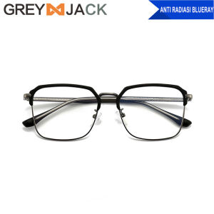 Grey Jack Kacamata Antiradiasi Blueray Metal Style Kotak Simple Modern Fashion Pria dan Wanita Terbaru 20509