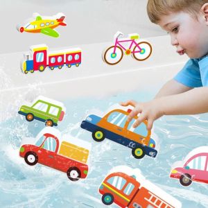 TESDFD Car Boat Bathroom Play Water Game Toys EVA Floating Baby Bath Puzzles Toy Bathtub Water Toy DIY Sticker Toy Children Puzzle Bathing Toys Kids Children