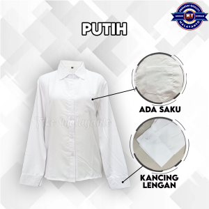 Kemeja Formal Wanita Lengan Panjang Putih Polos Pakaian Kerja Kantoran Perempuan Bahan Katun Premium Baju Atasan Celana Clana Kantor Cewek Tangan Pendek Korean Style Jas Blazer Cardigan Blezer Casual Jumbo Big Size Oversize Crinkle Import Blouse Tunik