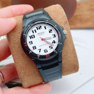 นาฬิกาข้อมือ AOPOL กันน้ำ สีดำ/น้ำเงิน/แดง หน้าปัดสี่เหลี่ยม วัสดุสังกะสี ขนาดหน้าปัด 40 มม.