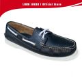 Liam Jacob Men Footwear Black Floater Cow Leather Rubber Sole Topsider Boat Shoes. 