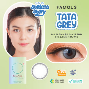 Famous Tata Grey | 14.2mm Soflens Warna | Soflen Beda Minus (1pcs/sebelah) | Normal dan -0.50 sd -8.00