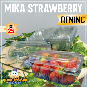 Mika Strawberry - Tray Kotak Buah Mini Persegi isi 25