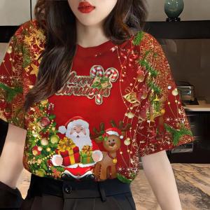 【Delivery from Thailand】New Arrival Merry Christmas Shirt COTTON Santa Cartoon Festival