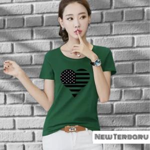 BAYAR DI TEMPAT(COD)-Kaos -T-shirt Wanita CANTIK LOVE AMR 0020 Tumblr Tee Cotton Combad 30S