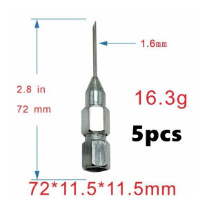 5Pcs Grease Gun Needle Nose Head Nozzle 70mm Stainless Steel Lubricant Dispenser Adapter