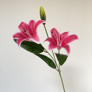 NOBLEE 2 đầu Hoa Lily nhân tạo Trắng Cảm giác chân thật Cành hoa huệ giả Đa Hoa Bó hoa trang trí mô phỏng Trang trí nhà cửa