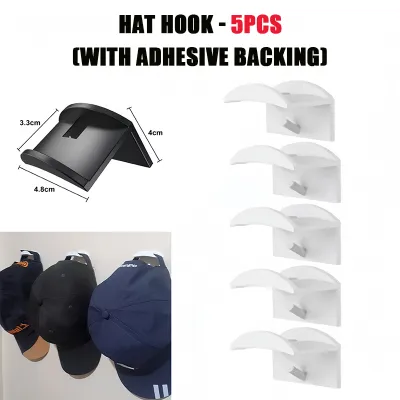【COD&Ready Stock】5pcs/pack Self Adhesive Door Wall Baseball Cap Hat Holder Storage Rack Baseball Caps Hanging Hooks 69 Ratings