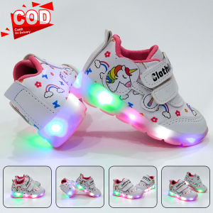 New Sepatu Anak Led Lampu Kedip Sepatu Sneaker Dengan Lampu Untuk Anak Perempuan karakter Unicon Lucu Terbaru