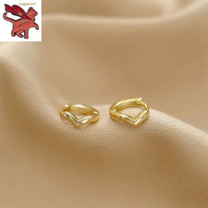 High quality Emas 916 Original Malaysia Lelong Tulen Anting Anting four-leaf flower earrings womens V-shaped zircon earrings niche design earrings 2023 new trendy jewelry