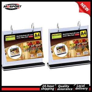 【Free Shipping】 Double-Sided A4 Menu Holders Set of 2 Clear Plastic Desktop Display Stands for Food Menus and Promotions
