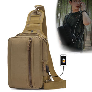 Men Bags Camouflage Shoulder Sling USB Charging Chest Bag Fishing Travel Camping Hiking Bag