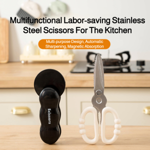 JMY Wall-Mounted Kitchen Scissors for Easy Home Use - Sharp Multi-functional Automatic Sharpener Perfect for Restaurant and Family Kitchen Storage