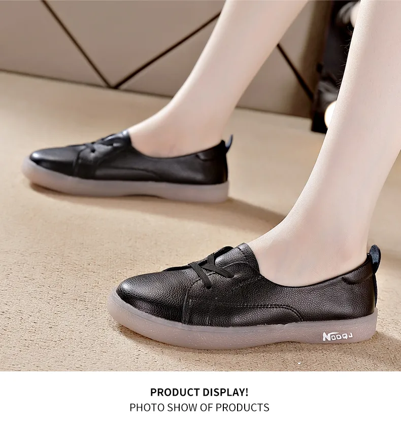 VIWANA White Flat Shoes For Women Korean Style Slip On Casual Shoes Fashion  Comfy Soft Sole Black Loafers Ladies Shoes 2022 New Design Women Shoes