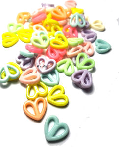 80 pcs heart beads size 15 mm mix pastel colors for diy jewelry beading crafts