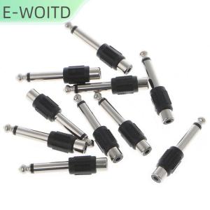 【E-WOITD】 10 pcs RCA FEMALE JACK ถึง6.35มม.1 4 ตัวเชื่อมต่ออะแดปเตอร์ MONO plug Audio