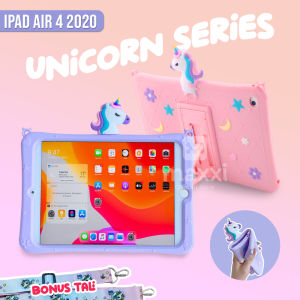 Case Anak IPad Air 4 4th Gen 10.9 2020 WiFi 5G LTE A2325 A2324 A2072 A2316 Softcase Lucu Cute Unicorn Casing Cover Standing Tali Motif