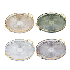 Serving Tray with Comfortable Handle Round Plate for Displaying Perfumes Flowers or Party Drinks Home Decoration