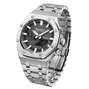 JANSIN Casio GM-2100 Metal Strap For G-Shock GM-2100 Gen5 Casioak Modification Kit Case+Metal Bezel Stainless Steel Watchband Mod GM2100 Strap