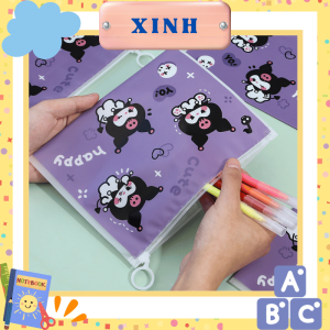 Set 4 Túi đựng bút trong suốt gấu dâu túi zip đựng viết và đồ dùng học tập phong cách hàn quốc văn phòng phẩm