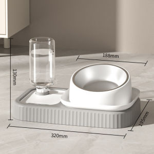 3 in 1 Pet Bowl Automatic Water Bowl Tilted Design Food Bowl