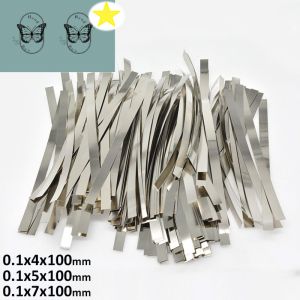 GLdailyToolsMix 50/100Pcs 18650 Li-ion Battery Nickel Plated Strip Connector Battrey Connector Spot Weld Steel Belt Width 4mm/5mm/7mm Length 100mm