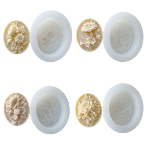 แม่พิมพ์ซิลิโคนแกะสลักรูปวงรีรูปดอกไม้ง่ายต่อการแม่พิมพ์ทำขนมอบอีพ็อกซี่เรซินสบู่ทำมือช็อคโกแลต