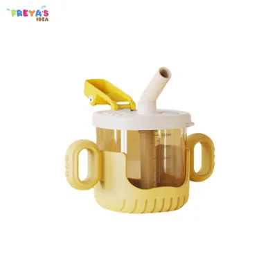 FR-C1053 Gelas Minum Anak Baby Training Cup 300ML Motif Buaya dengan Pegangan dan Sedotan Silikon