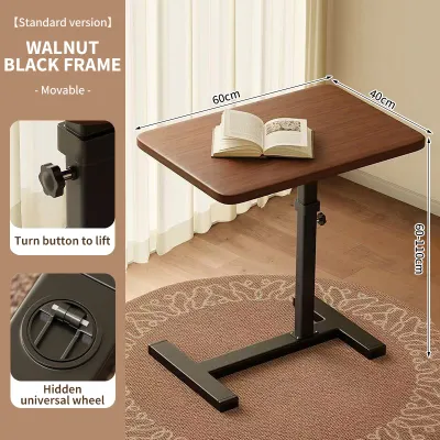 Modern Style Computer Desk Adjustable Height Bedside Table Foldable Living Room Sofa Side Table on Wheels Save Space