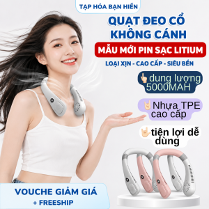 Quạt Đeo Cổ Không Cánh Công Suất Mạnh – Màn Hình LED Hiện Đại – Pin Lithium Bền Bỉ Dễ Mang Theo
