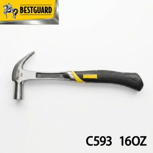 BESTGUARD Hammer C593 16oz 45# Carbon Steel Claw Hammer with Non-Slip Ergonomic Grip for Woodworking Construction & DIY Projects