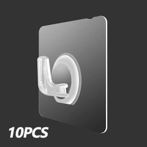 1/10 pcs Transparent Wall Hook Strong Self-adhesive Door Wall Hanging Kitchen Bathroom Heavy Suction Cup Hook