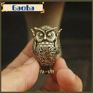 gaoba 1ชิ้นเครื่องประดับตั้งโต๊ะรูปสัตว์น้ำชาทองแดงโบราณรูปปั้นนกฮูกขนาดเล็กงานฝีมือตกแต่งบ้าน