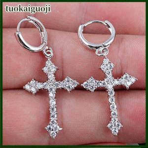tuokaiguoji 1Pc Zircon Cross Earrings For Women Drop Earrings Gothic Punk Hip Hop Female Dangle Earrings Jewelry