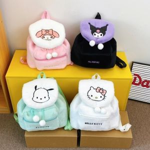 Kawaii Sanrio Anime Cartoon Hello Kitty Kuromi Melody Cute Plush Backpack Pochacco Student Handbag Girl Gift