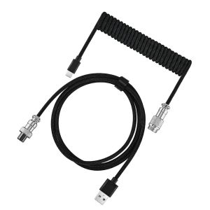 LMS70 USB Port a Mechanical Keyboard Coiled Cable Max 3M Length USB a To Type C Mechanical Keyboard Coiling Cord Type C Usb Cable Coiled Design Mechanical Keyboard Type C USB Cable  Computer