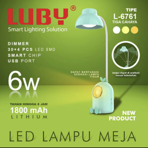 LUBY L - 6760 L - 6761 L - 6762 lampu LED lampu meja belajar lampu tidur unik portable LED desk lamp L-6760 L-6761 L-6762 6w 6 watt 8 jam