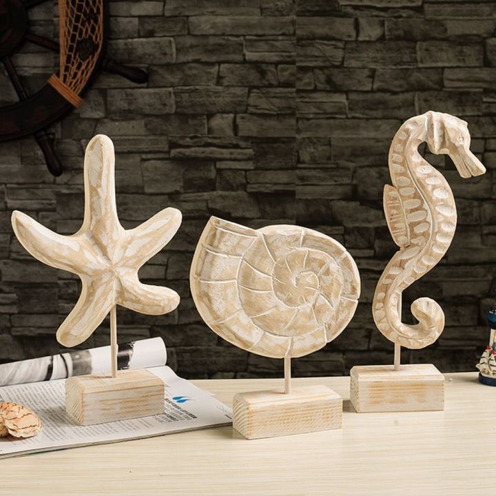 J9YXDU Mediterranean Style Wood Carving Marine Starfish Conch Sea Wood ...